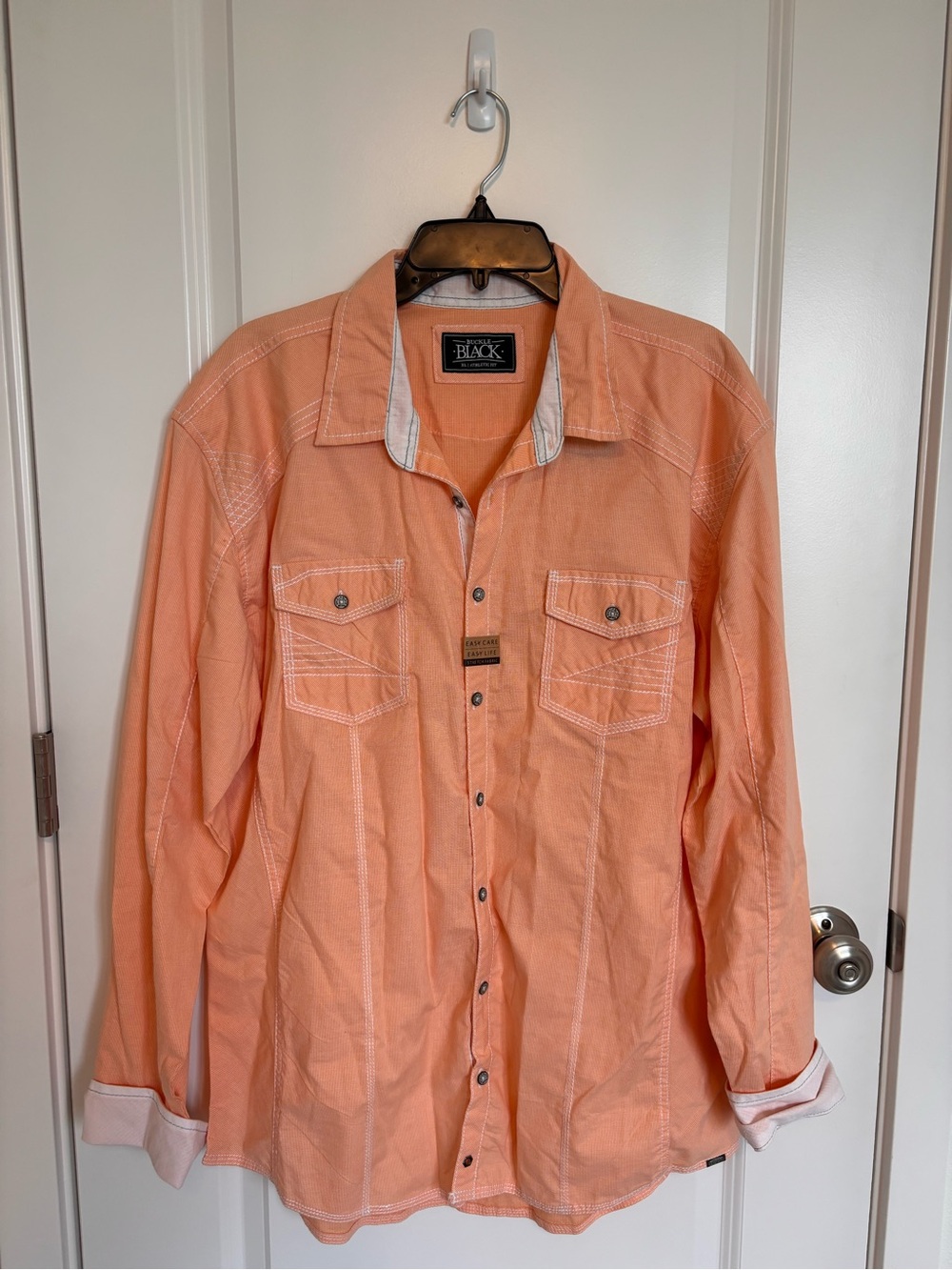 Buckle Black Rivet Peach Button-Up Shirt
